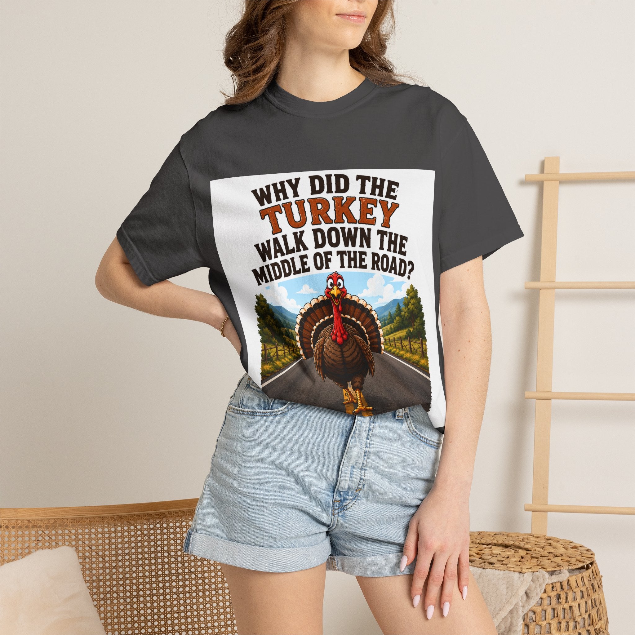 Copy of Pun lovers t-shirt “Why did the Turkey walk down the middle of the road?"