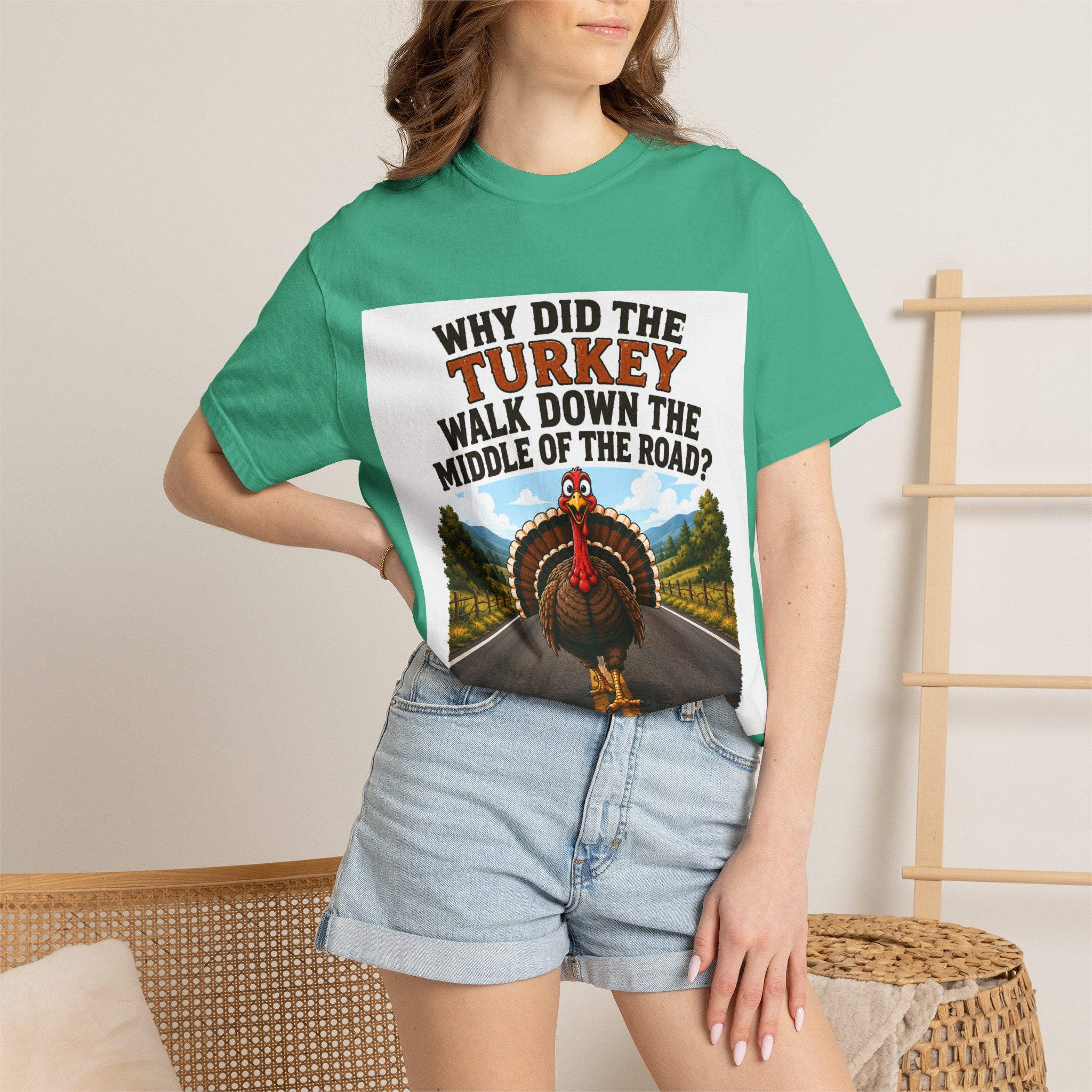 Copy of Pun lovers t-shirt “Why did the Turkey walk down the middle of the road?"